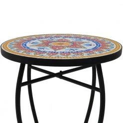 Lori 14 in. Multi-Colored 21 in. Round Tile End Table by SAINT BIRCH -Basicwise Online Shop multi colored saint birch end side tables sbshomt006 1f 1000