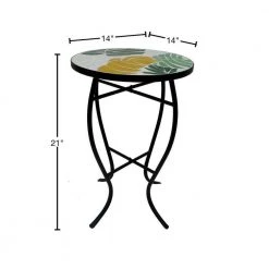 Lori 14 in. Multi-Colored 21 in. Round Tile End Table by SAINT BIRCH -Basicwise Online Shop multi colored saint birch end side tables sbshomt009 40 1000
