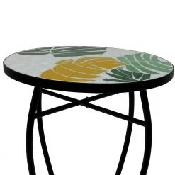 Lori 14 in. Multi-Colored 21 in. Round Tile End Table by SAINT BIRCH -Basicwise Online Shop multi colored saint birch end side tables sbshomt009 4f 1000