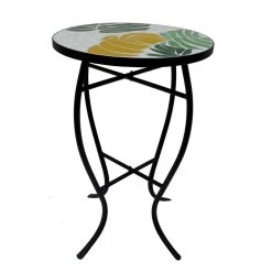 Lori 14 in. Multi-Colored 21 in. Round Tile End Table by SAINT BIRCH