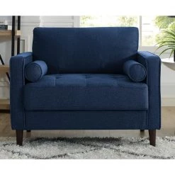 Lillith Navy Blue Mid Century Modern Chair by Lifestyle Solutions