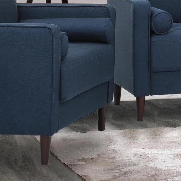 Lillith 31.1 in. Navy Blue Polyester 2-Seater Loveseat with Square Arms by Lifestyle Solutions 3 Lillith 31.1 in. Navy Blue Polyester 2-Seater Loveseat with Square Arms by Lifestyle Solutions - Image 3