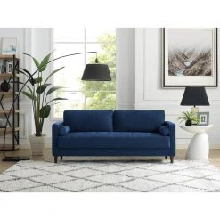 Lillith 31.1 in. Navy Blue Polyester 4-Seater Tuxedo Sofa with Square Arms by Lifestyle Solutions -Basicwise Online Shop navy blue lifestyle solutions sofas couches lk lgfsp3gu3051 31 1000