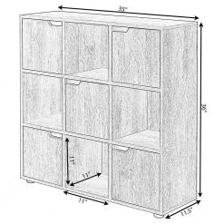 9-Cube Oak Wooden Organizer With 5-Enclosed Doors and 4-Shelves by Basicwise -Basicwise Online Shop oak basicwise bookcases bookshelves qi003677o fa 1000
