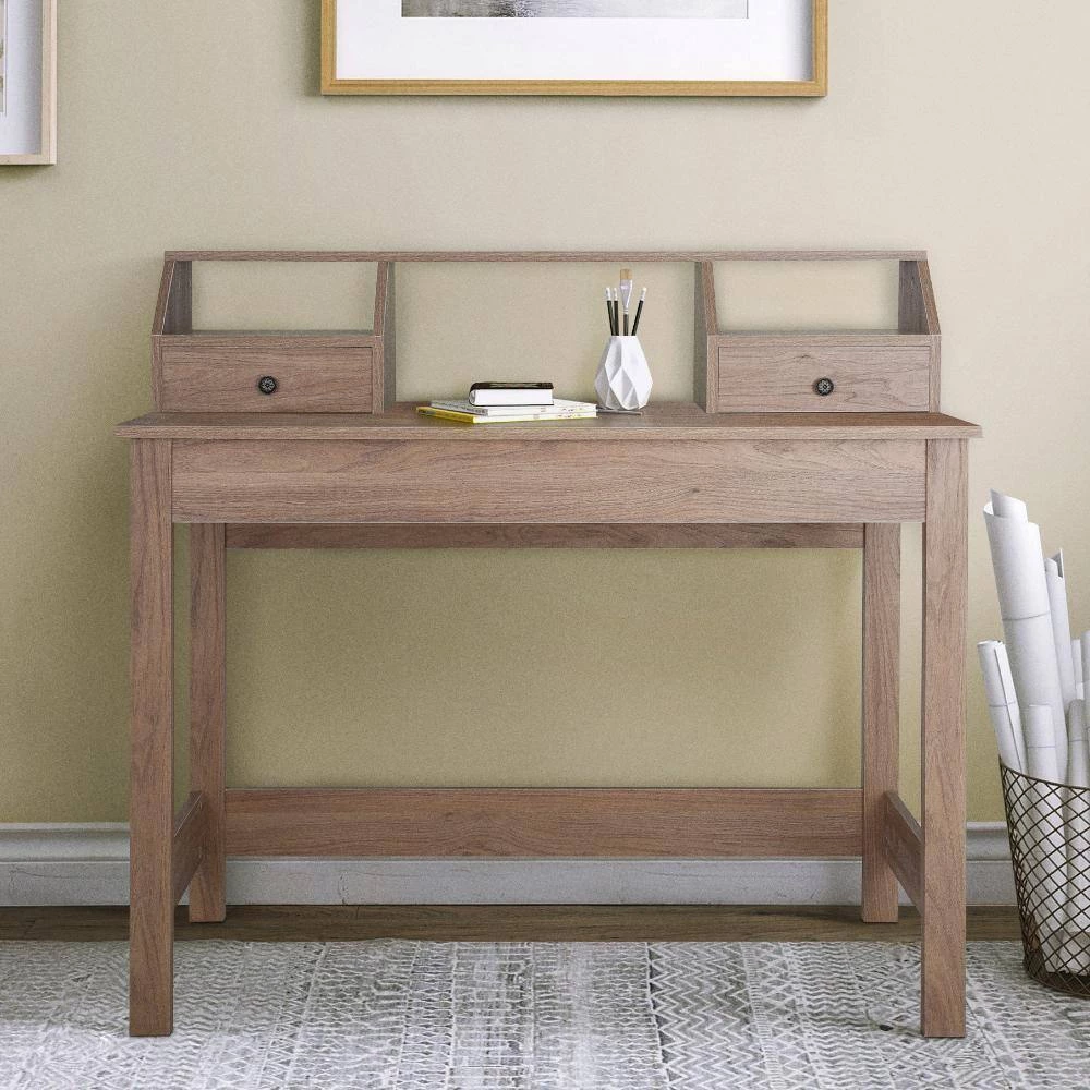 Pinning 41.34 in. Oak Brown Wood Writing Desk with Hutch by SAINT BIRCH 7 Pinning 41.34 in. Oak Brown Wood Writing Desk with Hutch by SAINT BIRCH - Image 7