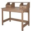 Pinning 41.34 in. Oak Brown Wood Writing Desk with Hutch by SAINT BIRCH
