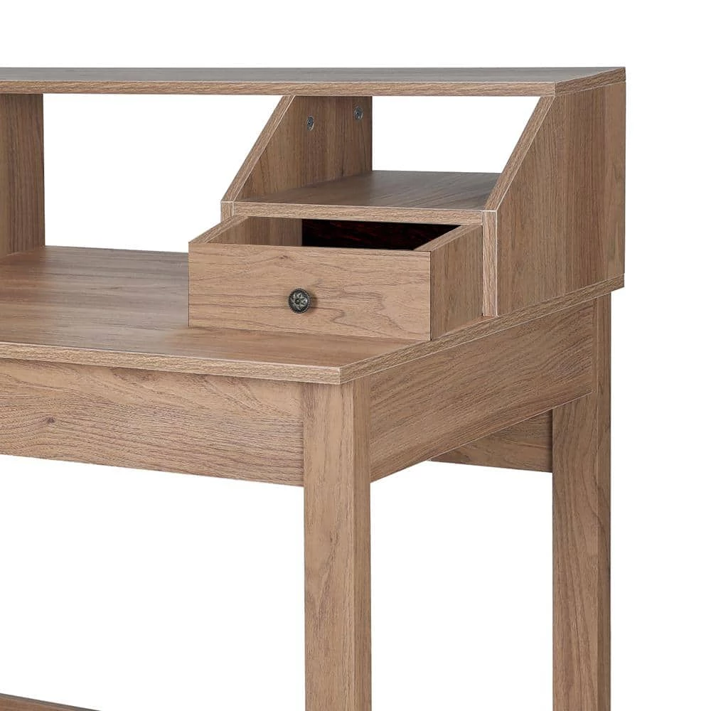 Pinning 41.34 in. Oak Brown Wood Writing Desk with Hutch by SAINT BIRCH 3 Pinning 41.34 in. Oak Brown Wood Writing Desk with Hutch by SAINT BIRCH - Image 3