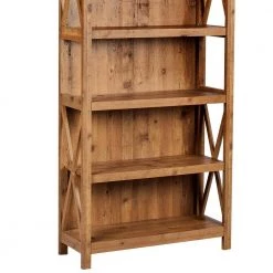 Houston 71 in. Rustic Brown 5-Shelf Standard Bookcase by SAINT BIRCH -Basicwise Online Shop rustic brown saint birch bookcases bookshelves sbas3102bkrb 4f 1000