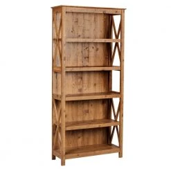 Houston 71 in. Rustic Brown 5-Shelf Standard Bookcase by SAINT BIRCH