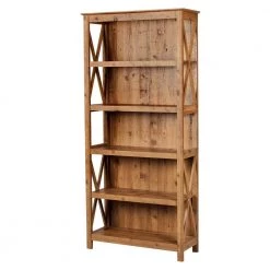 Basicwise Online Shop -Basicwise Online Shop rustic brown saint birch bookcases bookshelves sbas3102bkrb e1 1000