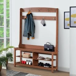 Salisbury 49.3 in. Rustic Brown Hall Tree and Shoe Bench by SAINT BIRCH 11 Salisbury 49.3 in. Rustic Brown Hall Tree and Shoe Bench by SAINT BIRCH -Basicwise Online Shop rustic brown saint birch hall trees sbgm8221htbm 31 1000