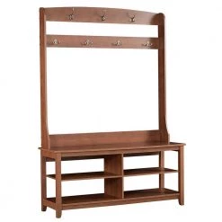 Salisbury 49.3 in. Rustic Brown Hall Tree and Shoe Bench by SAINT BIRCH