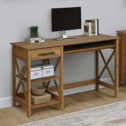 Houston 47.24 in. Rustic Brown Writing Desk by SAINT BIRCH -Basicwise Online Shop rustic brown saint birch writing desks sbsf1202wdrb 31 1000