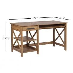 Houston 47.24 in. Rustic Brown Writing Desk by SAINT BIRCH -Basicwise Online Shop rustic brown saint birch writing desks sbsf1202wdrb c3 1000