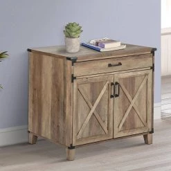 Cambridge 31.5 in. Rustic Oak Laptop Credenza by SAINT BIRCH -Basicwise Online Shop rustic oak saint birch accent cabinets sbof4601cdro 31 1000