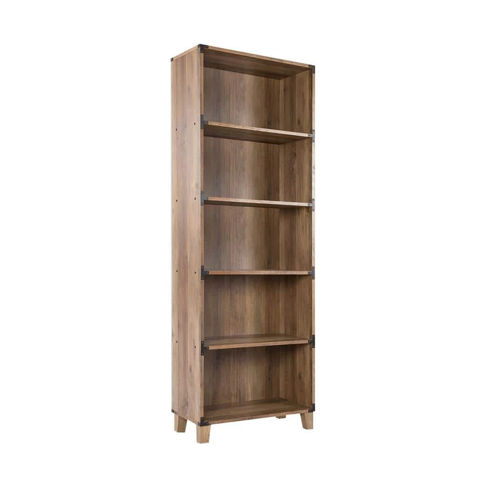 Cambridge 71 in. Rustic Oak 5-Shelf Standard Bookcase by SAINT BIRCH 1 Cambridge 71 in. Rustic Oak 5-Shelf Standard Bookcase by SAINT BIRCH