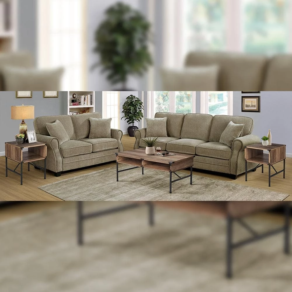 Cambridge 3- Piece Rustic Oak Rectangle Wood Top Coffee Table Set (1 Coffee x 2 End Tables) by SAINT BIRCH 9 Cambridge 3- Piece Rustic Oak Rectangle Wood Top Coffee Table Set (1 Coffee x 2 End Tables) by SAINT BIRCH - Image 9