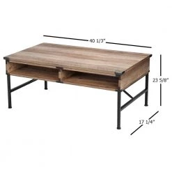Cambridge 3- Piece Rustic Oak Rectangle Wood Top Coffee Table Set (1 Coffee x 2 End Tables) by SAINT BIRCH 12 Cambridge 3- Piece Rustic Oak Rectangle Wood Top Coffee Table Set (1 Coffee x 2 End Tables) by SAINT BIRCH -Basicwise Online Shop rustic oak saint birch coffee tables sbof86018701 4f 1000