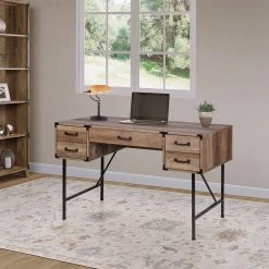 Cambridge 47.2 in. Rustic Oak Writing Desk by SAINT BIRCH -Basicwise Online Shop rustic oak saint birch writing desks sbof1201wdro 31 1000