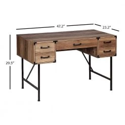 Cambridge 47.2 in. Rustic Oak Writing Desk by SAINT BIRCH -Basicwise Online Shop rustic oak saint birch writing desks sbof1201wdro c3 1000
