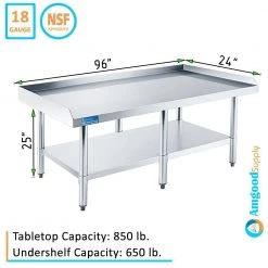 24 in. x 96 in. Stainless Steel Equipment Stand. Kitchen Utility Table . Heavy Duty, Commercial Grade, NSF. by AMGOOD -Basicwise Online Shop stainless steel amgood kitchen prep tables amg es 2496 66 1000
