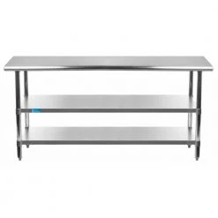 14 in. x 60 in. Stainless Steel Kitchen Utility Table with 2 Adjustable Shelves Metal Prep Table by AMGOOD