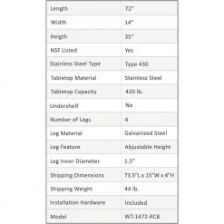 Basicwise Online Shop -Basicwise Online Shop stainless steel amgood kitchen prep tables amg wt 1472 rcb e1 1000