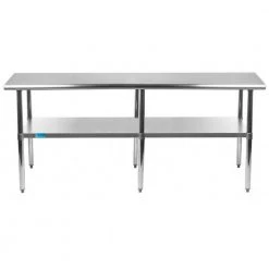 14 in. x 84 in. Stainless Steel Kitchen Utility Table with Adjustable Bottom Shelf by AMGOOD