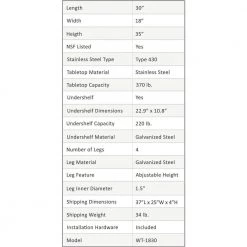 18 in. x 30 in. Stainless Steel Kitchen Utility Table with Adjustable Bottom Shelf by AMGOOD 14 18 in. x 30 in. Stainless Steel Kitchen Utility Table with Adjustable Bottom Shelf by AMGOOD -Basicwise Online Shop stainless steel amgood kitchen prep tables amg wt 1830 1f 1000