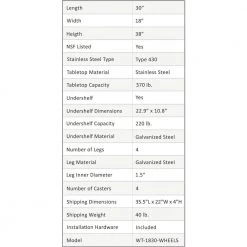 18 in. x 30 in. Stainless Steel Work Table with Casters : Mobile Metal Kitchen Utility Table with Bottom Shelf by AMGOOD -Basicwise Online Shop stainless steel amgood kitchen prep tables amg wt 1830 wheels 4f 1000