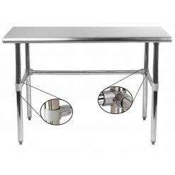 18 in. x 48 in. Stainless Steel Open Base Kitchen Utility Table Metal Prep Table by AMGOOD -Basicwise Online Shop stainless steel amgood kitchen prep tables amg wt 1848 rcb 66 1000