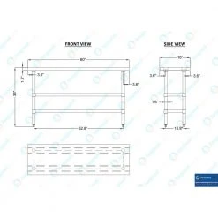 18 in. x 60 in. Stainless Steel Kitchen Utility Table with 2 Adjustable Shelves Metal Prep Table by AMGOOD -Basicwise Online Shop stainless steel amgood kitchen prep tables amg wt 1860 2sh 1f 1000