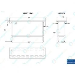 18 in. x 60 in. Stainless Steel Kitchen Utility Table with Adjustable Bottom Shelf by AMGOOD -Basicwise Online Shop stainless steel amgood kitchen prep tables amg wt 1860 4f 1000