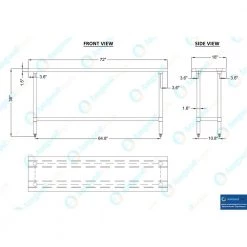 18 in. x 72 in. Stainless Steel Kitchen Utility Table with Adjustable Bottom Shelf by AMGOOD -Basicwise Online Shop stainless steel amgood kitchen prep tables amg wt 1872 4f 1000