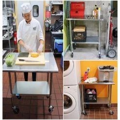 18 in. x 72 in. Stainless Steel Work Table with Casters : Mobile Metal Kitchen Utility Table with Bottom Shelf by AMGOOD -Basicwise Online Shop stainless steel amgood kitchen prep tables amg wt 1872 wheels 44 1000