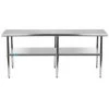 18 in. x 84 in. Stainless Steel Kitchen Utility Table with Adjustable Bottom Shelf by AMGOOD