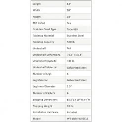 18 in. x 84 in. Stainless Steel Work Table with Casters : Mobile Metal Kitchen Utility Table with Bottom Shelf by AMGOOD 13 18 in. x 84 in. Stainless Steel Work Table with Casters : Mobile Metal Kitchen Utility Table with Bottom Shelf by AMGOOD -Basicwise Online Shop stainless steel amgood kitchen prep tables amg wt 1884 wheels 4f 1000