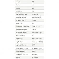24 in. x 15 in. Stainless Steel Kitchen Utility Table with Adjustable Bottom Shelf by AMGOOD 14 24 in. x 15 in. Stainless Steel Kitchen Utility Table with Adjustable Bottom Shelf by AMGOOD -Basicwise Online Shop stainless steel amgood kitchen prep tables amg wt 2415 1f 1000
