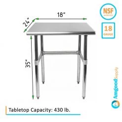 24 in. x 18 in. Stainless Steel Open Base Kitchen Utility Table Metal Prep Table by AMGOOD -Basicwise Online Shop stainless steel amgood kitchen prep tables amg wt 2418 rcb c3 1000