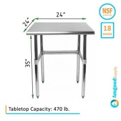 24 in. x 24 in. Stainless Steel Open Base Kitchen Utility Table Metal Prep Table by AMGOOD -Basicwise Online Shop stainless steel amgood kitchen prep tables amg wt 2424 rcb c3 1000