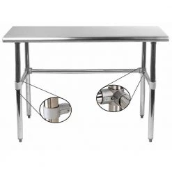 24 in. x 30 in. Stainless Steel Open Base Kitchen Utility Table Metal Prep Table by AMGOOD -Basicwise Online Shop stainless steel amgood kitchen prep tables amg wt 2430 rcb 66 1000