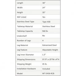 24 in. x 36 in. Stainless Steel Open Base Kitchen Utility Table Metal Prep Table by AMGOOD -Basicwise Online Shop stainless steel amgood kitchen prep tables amg wt 2436 rcb 4f 1000
