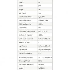 24 in. x 48 in. Stainless Steel Kitchen Utility Table with Adjustable Bottom Shelf by AMGOOD -Basicwise Online Shop stainless steel amgood kitchen prep tables amg wt 2448 1f 1000