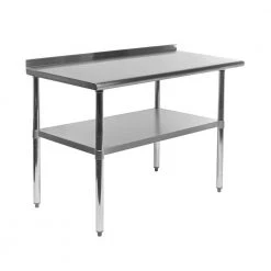 24 in. x 48 in. Stainless Steel Kitchen Utility Table with 1.5" Backsplash and Adjustable Shelf . Metal Prep Table by AMGOOD -Basicwise Online Shop stainless steel amgood kitchen prep tables amg wt 2448 bs c3 1000