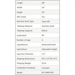 24 in. x 60 in. Stainless Steel Open Base Kitchen Utility Table Metal Prep Table by AMGOOD 13 24 in. x 60 in. Stainless Steel Open Base Kitchen Utility Table Metal Prep Table by AMGOOD -Basicwise Online Shop stainless steel amgood kitchen prep tables amg wt 2460 rcb 4f 1000