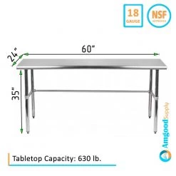 24 in. x 60 in. Stainless Steel Open Base Kitchen Utility Table Metal Prep Table by AMGOOD 12 24 in. x 60 in. Stainless Steel Open Base Kitchen Utility Table Metal Prep Table by AMGOOD -Basicwise Online Shop stainless steel amgood kitchen prep tables amg wt 2460 rcb c3 1000