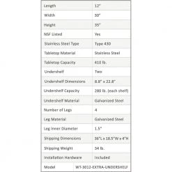 30 in. x 12 in. Stainless Steel Kitchen Utility Table with 2 Adjustable Shelves : Metal Prep Table by AMGOOD 12 30 in. x 12 in. Stainless Steel Kitchen Utility Table with 2 Adjustable Shelves : Metal Prep Table by AMGOOD -Basicwise Online Shop stainless steel amgood kitchen prep tables amg wt 3012 2sh 4f 1000