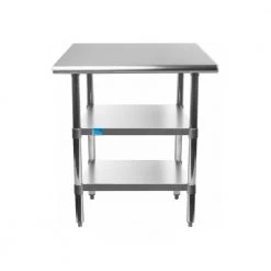 30 in. x 15 in. Stainless Steel Kitchen Utility Table with 2 Adjustable Shelves : Metal Prep Table by AMGOOD