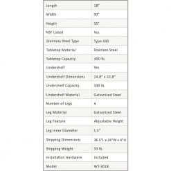30 in. x 18 in. Stainless Steel Kitchen Utility Table with Adjustable Bottom Shelf by AMGOOD -Basicwise Online Shop stainless steel amgood kitchen prep tables amg wt 3018 1f 1000