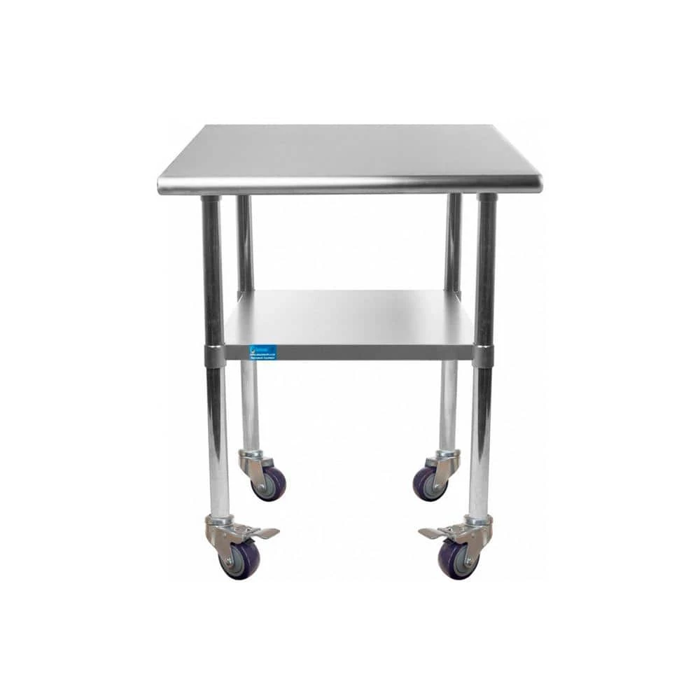 30 in. x 30 in. Stainless Steel Work Table with Casters : Mobile Metal Kitchen Utility Table with Bottom Shelf by AMGOOD 1 30 in. x 30 in. Stainless Steel Work Table with Casters : Mobile Metal Kitchen Utility Table with Bottom Shelf by AMGOOD